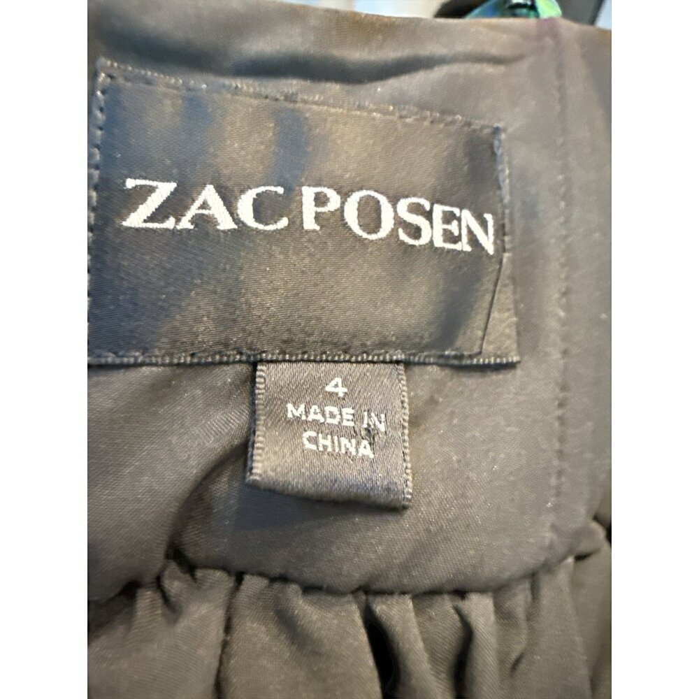 Zac Posen Spag Strap Rushed Bodice Ikat Green Floral Fit & Flare Dress Sz 4 NWT - Picture 6 of 10